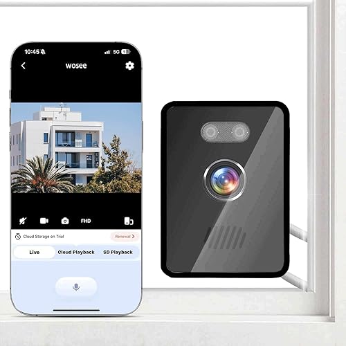 Cámara de ventana 2K de 3 MP, cámaras de interior de 2.4 GHz y WiFi para seguridad del hogar, cámara para perro con adhesivo de montaje, visión