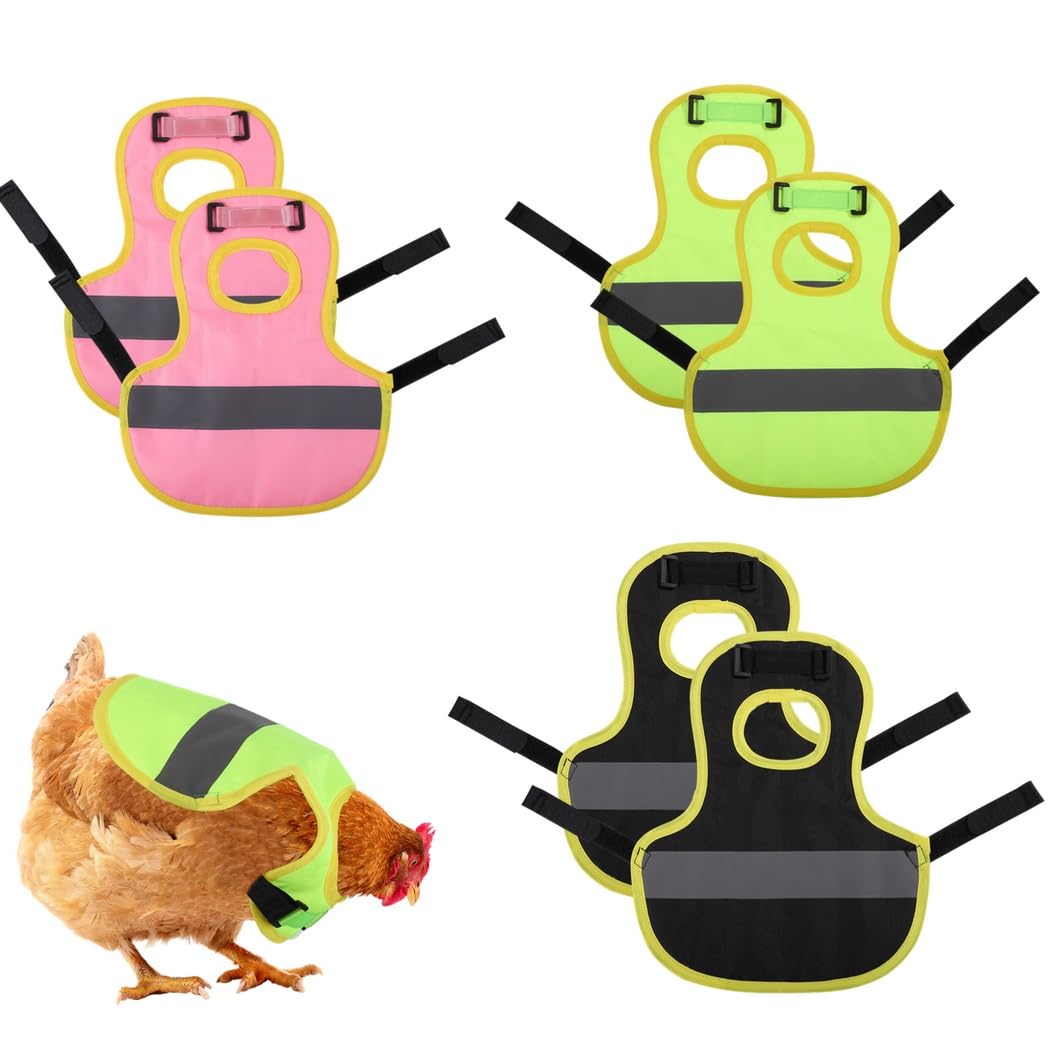 6 chalecos reflectantes para pollo, sillines de pollo ajustables, delantales impermeables con cierre de , arnés para pato, ganso, perro pequeño