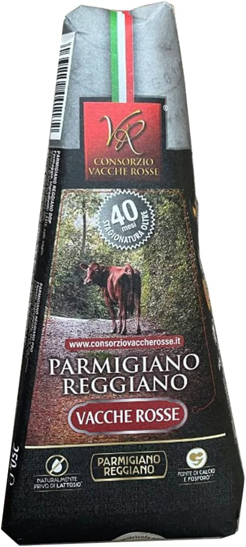 Consorzio Vacche Rosse - Parmigiano Reggiano DOP Vacche Rosse Razza Reggiana - 3 Stagionature, 24, 30 e 40 Mesi in Confezione Regalo con Coltellino - 3 x 250 g