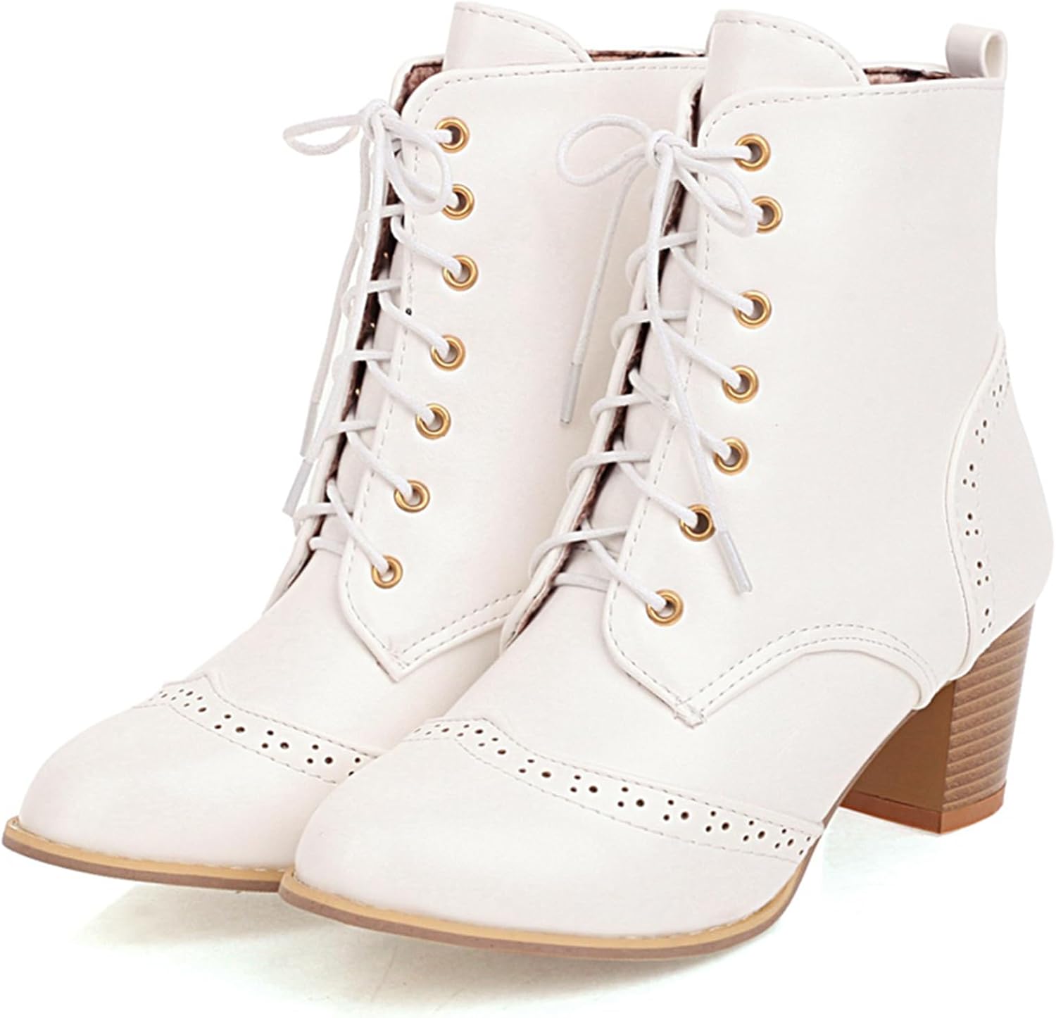 UniqueStride Women's Brogue Ankle Boots Lace Up Bootie with Chunky... - 第 9/35 張圖片