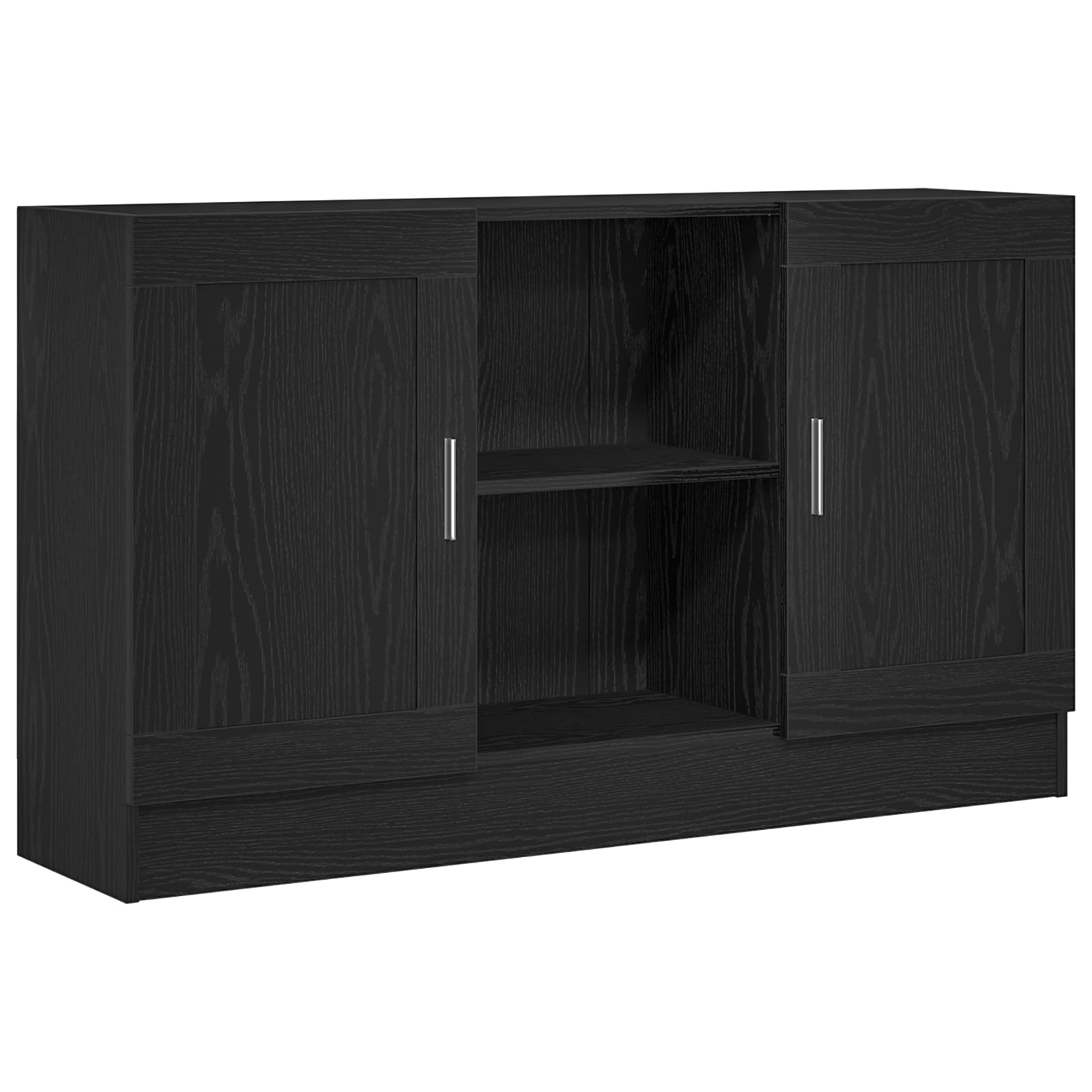 Credenza nera effetto rovere, 120 x 30,5 x 70 cm, comò con 2 ante