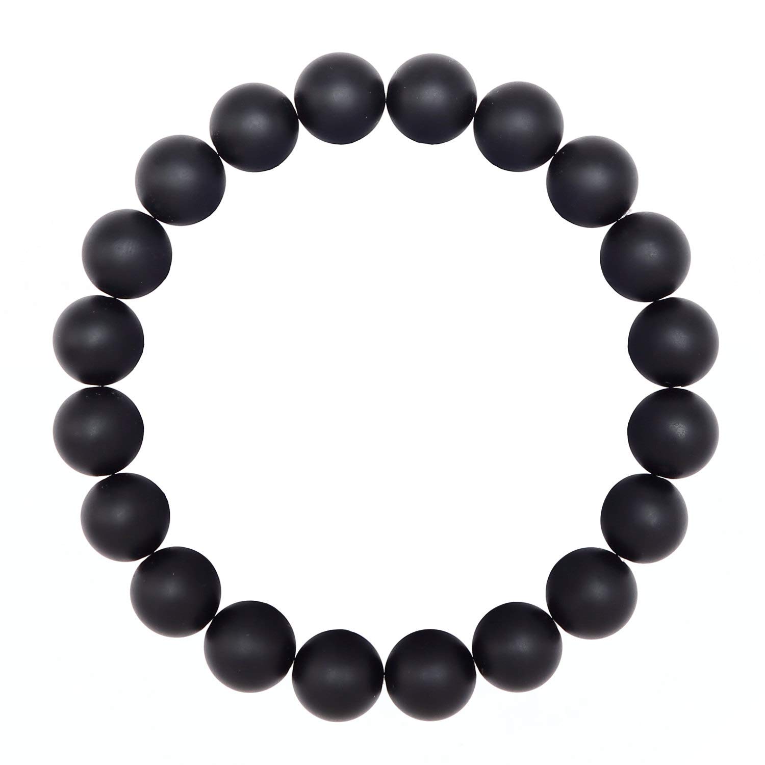 Gemstone Bracelet Smooth Round Size 8mm 10mm 7.5" Length, 10mm, 10mm Matte Onyx, gemstone,