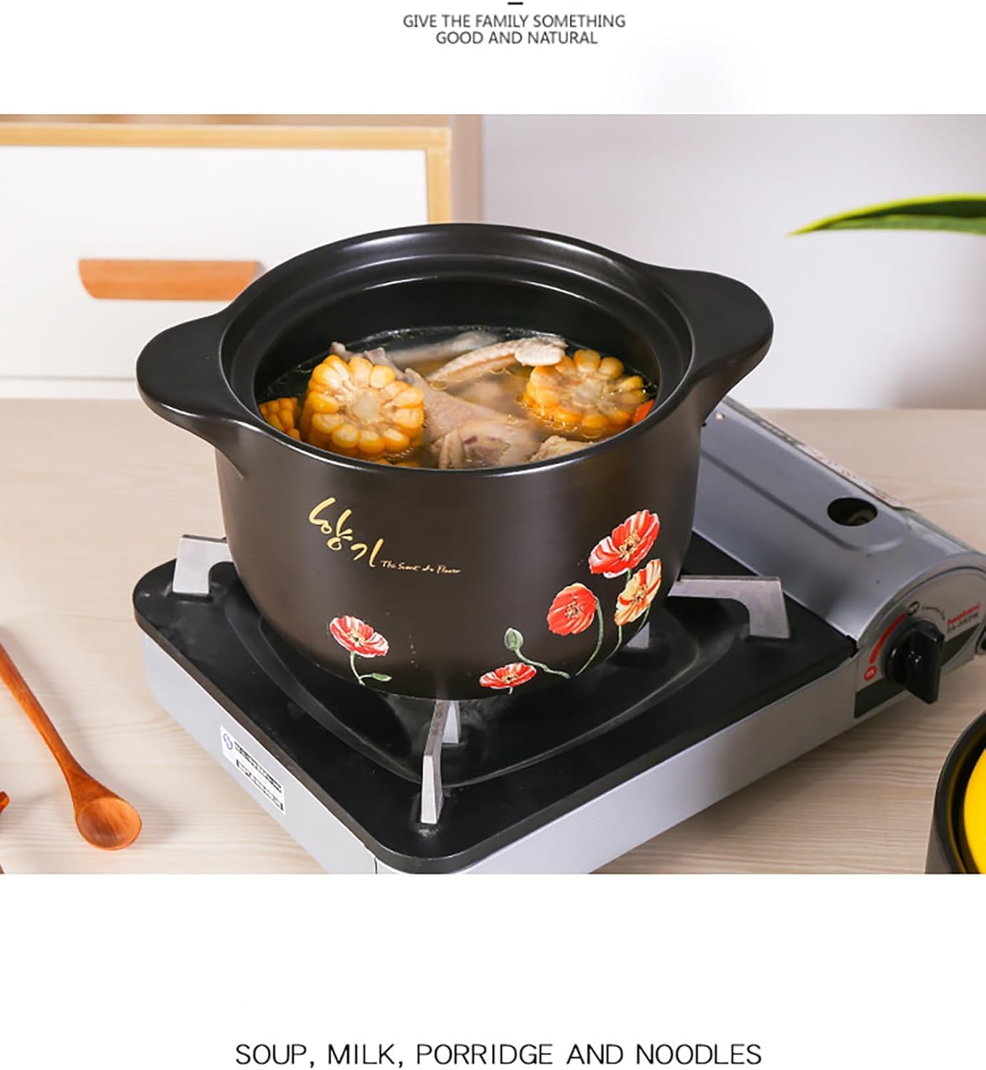 Antihaftbeschichteter Keramik-kochtopf Mit Deckel – Für Chinesische Eintöpfe, Aufläufe, Reisgerichte, Nudeln Und Brei; Steingut-hotpot Für Zuhause Und Gastronomie 5.5l