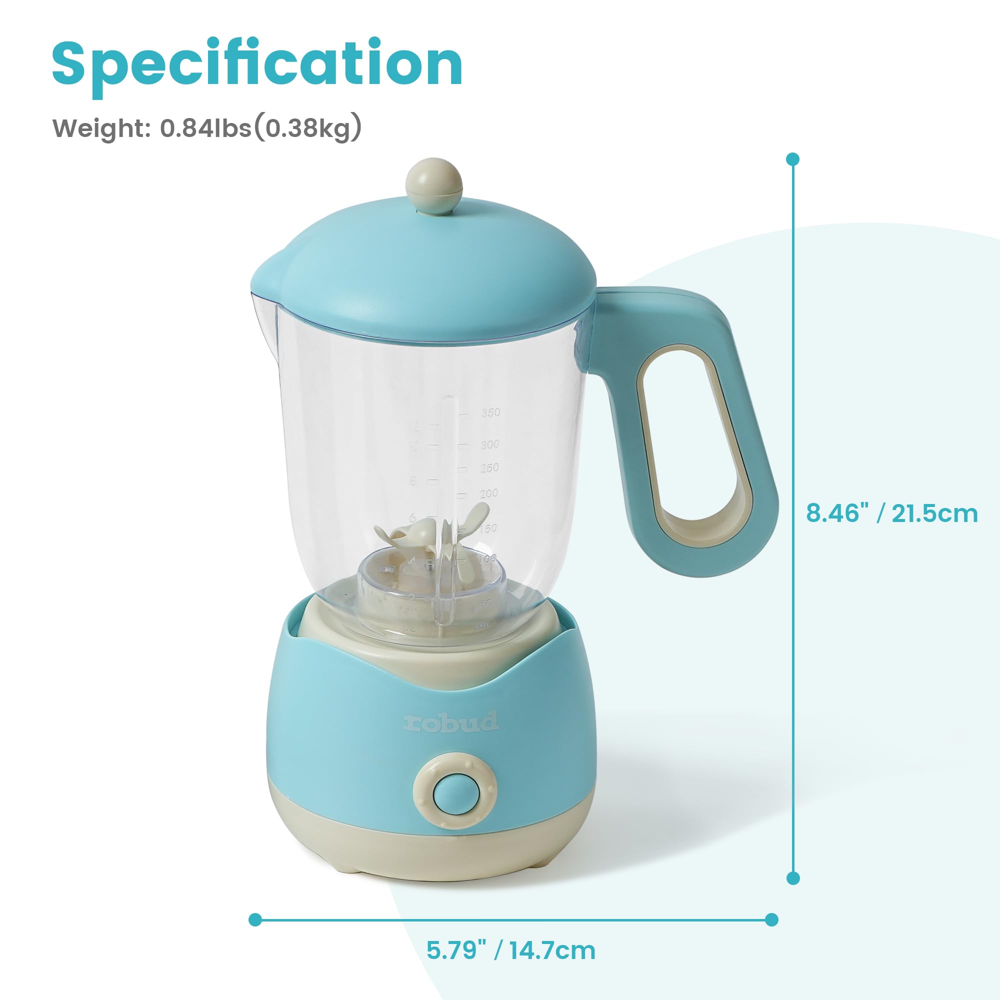 ROBUD Spremiagrumi giocattolo con luce e suono, accessorio da cucina con frutta, latte, bicchieri, adatto per bambini dai 3 anni in su