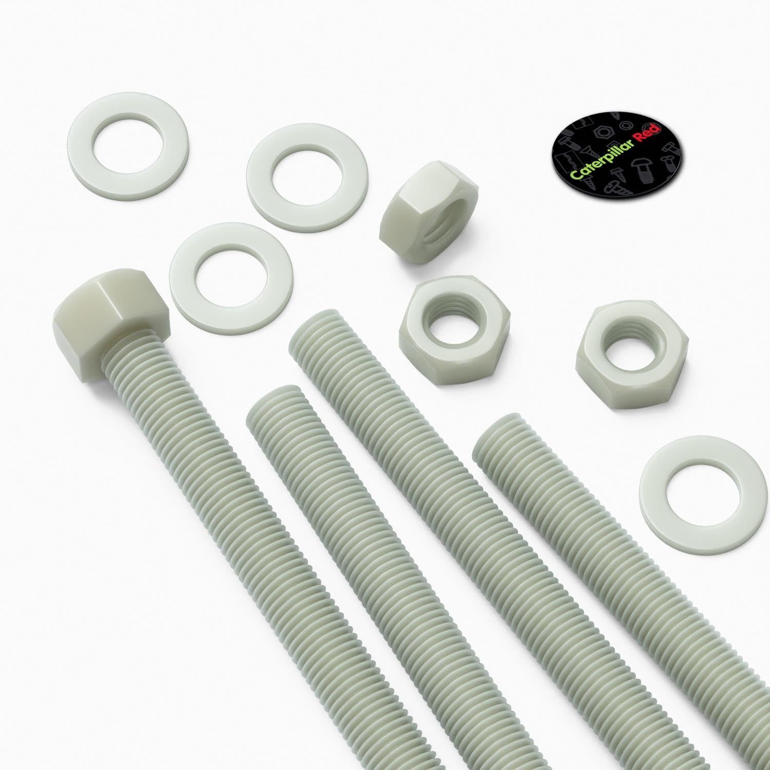 5x glasfaserverstärkte Super-Nylon-Sechskantschrauben, M16 x 150 mm, Kunststoffmuttern, Schrauben und Unterlegscheiben