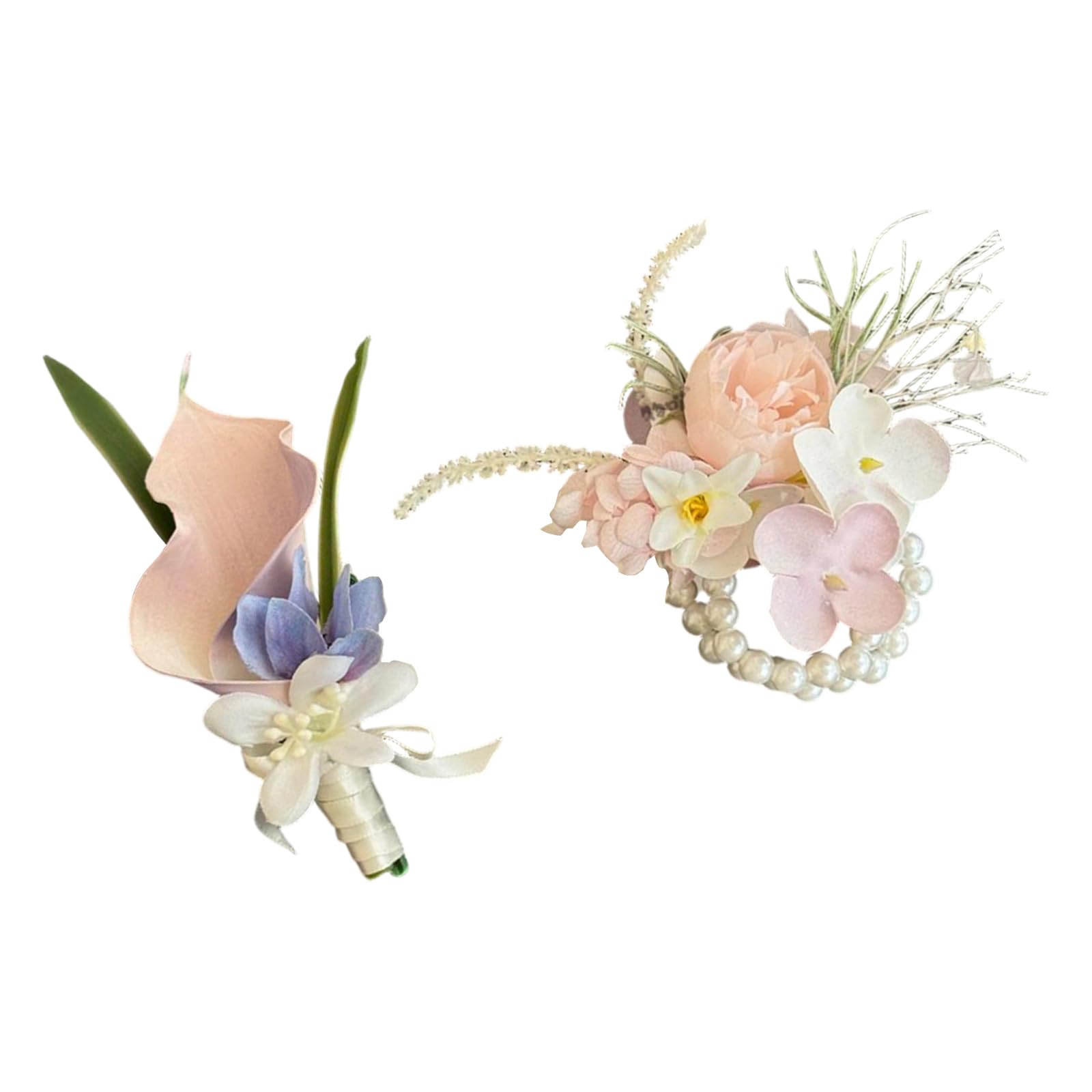 TFAOYS Calla Corsage Flowers Wrist Flower Boutonnieres for Bridesmaids Groomsmen Parties European Artificial Calla Corsage for Weddings