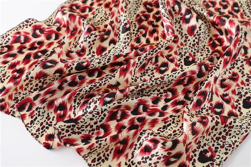 Women Leopard Square-Scarves Satin-Silk-Feeling Polyester-Scarf 23x23 Inches for Handbags/Neck/Head/Wrist Decor3