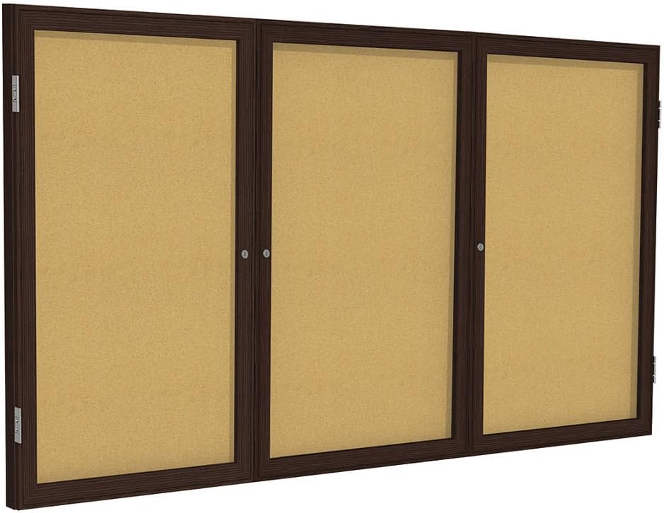 48"x72" 3Door Wood Frame Walnut Finish Enclosed Bulletin