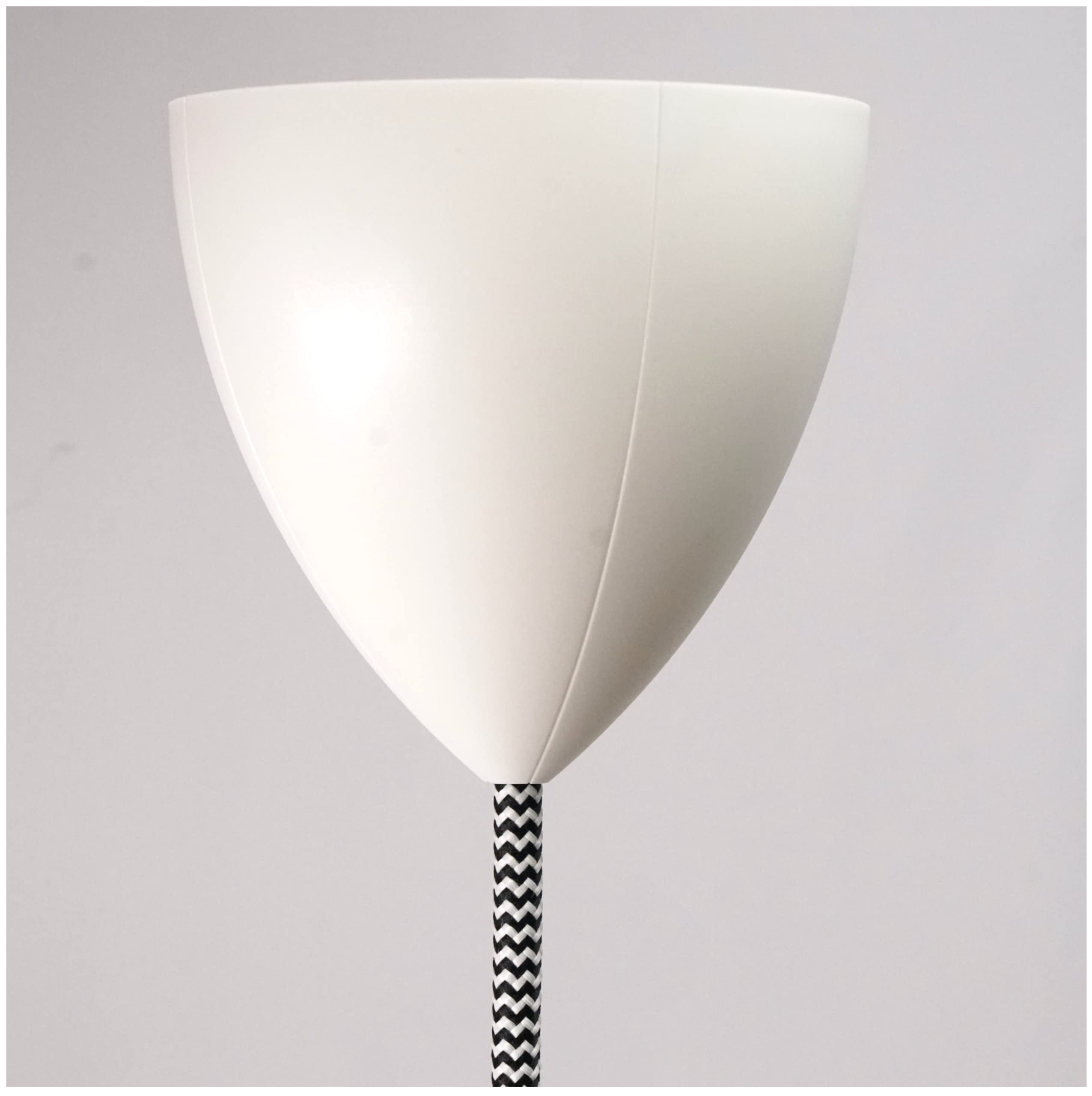 Baldaquino de diseño blanco | dosel de techo de dos piezas | Roseta grande de 9 cm de diámetro de plástico para colgar la lámpara | Montaje fácil sin herramientas