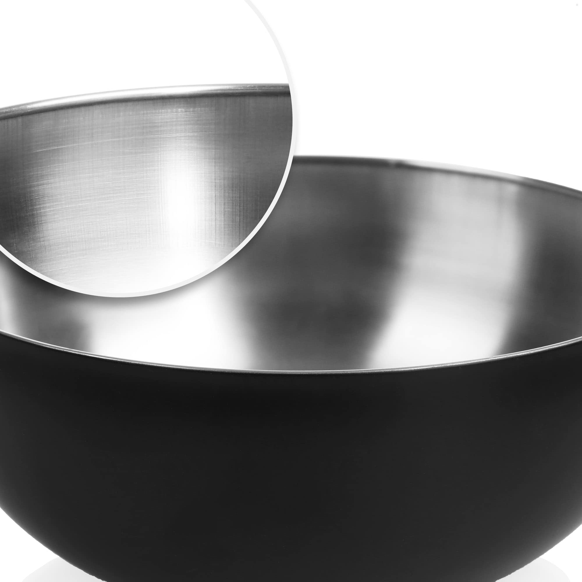 com-four® 2X Mixing Bowls Made of Stainless Steel and Black Outer Coating can be Used as a Salad Bowl - Image 3