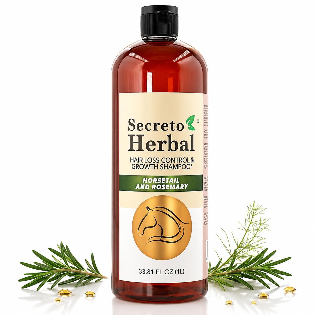 Secreto Herbal Hair Growth Shampoo - Horsetail & Rosemary Routine Shampoo for Revitalized Hair - Secreto Herbal cola de caballo y romero 33.81 fl oz