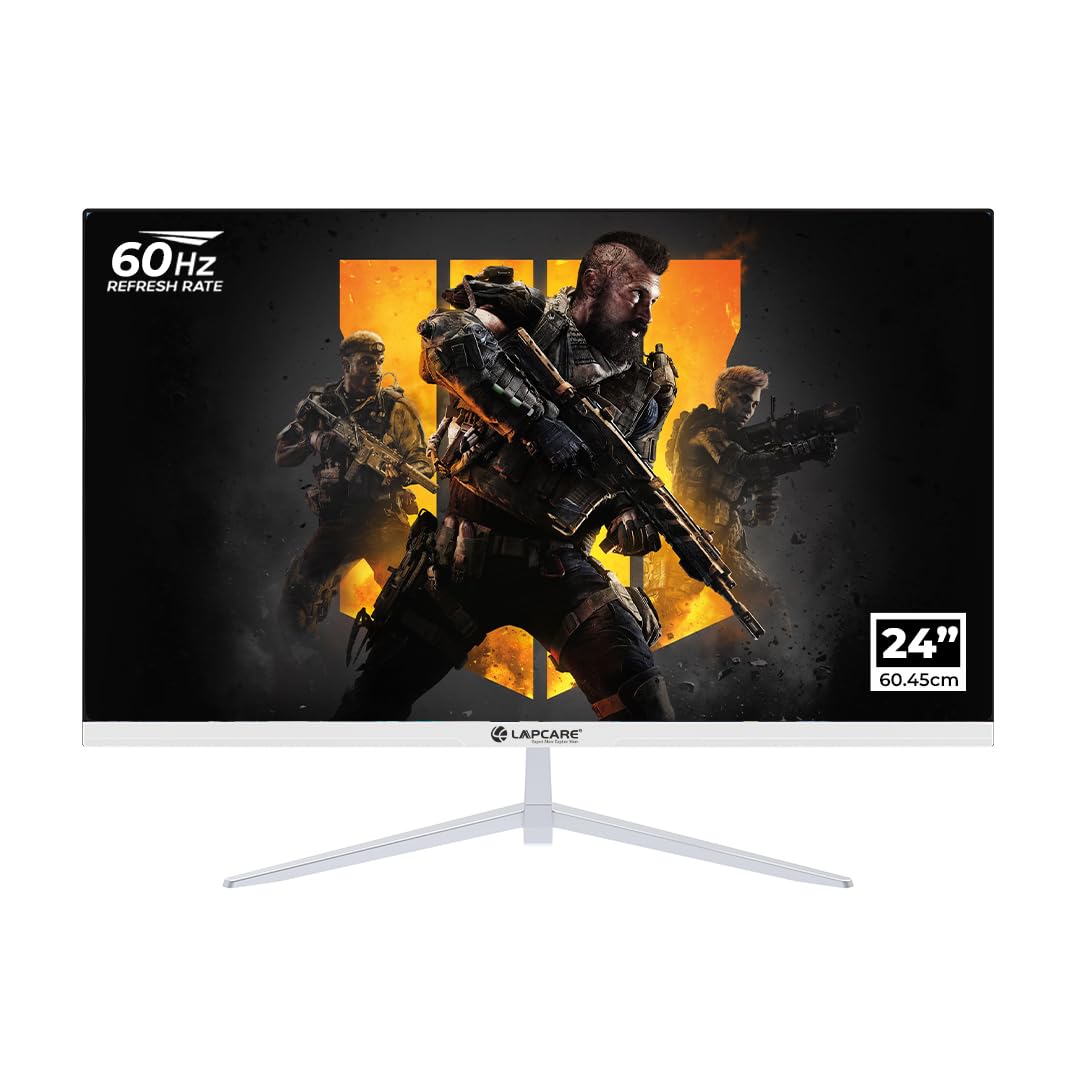 LAPCARE Gaming LED Monitor LM24GMWSP 24″ (60.45CM) with in-Built Speaker, FHD Display| 60Hz Refresh Rate| 1920 X 1080|16:9 Aspect Ratio, Response 5ms| Metal Stand & VGA+ HDMI Ports, (3 Year Warranty)
