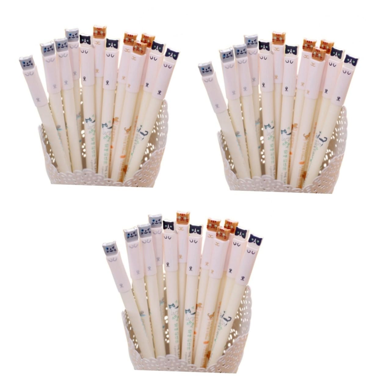 SHINEOFI 36pezzi Penne Gel Con Inchiostro Nero Extra Fine Cancelleria Kawaii Per Studenti e Amanti Dei Gatti