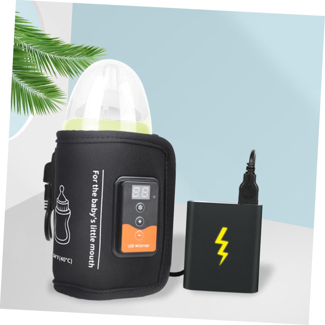 Toddmomy Portable USB Bottle Warmer Temperature Heating Wrap for Milk Travel Friendly Design with LCD Display for Go Feeding and Milk Preservation