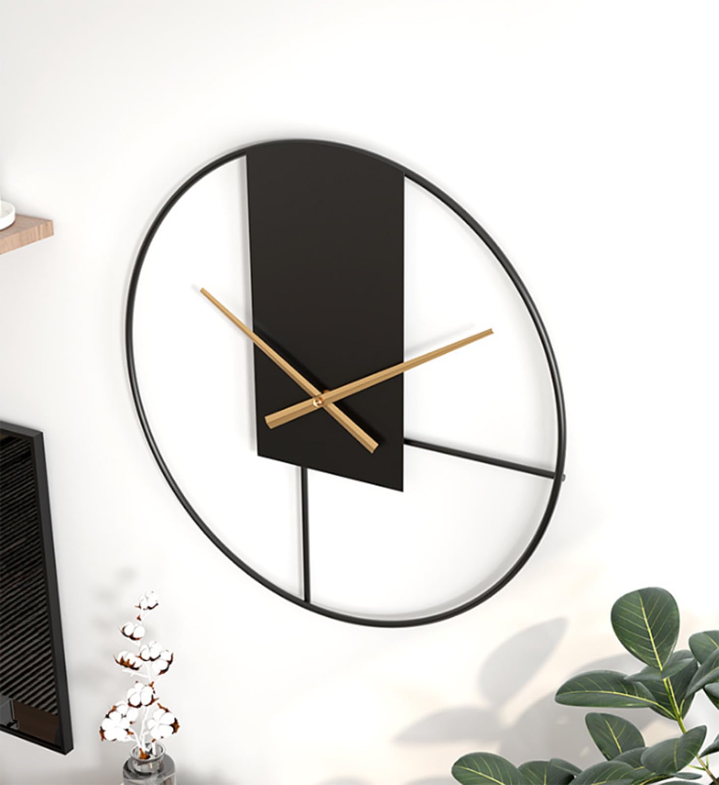 Reloj de Pared metálico Moderno y Sencillo, de 20 Pulgadas, silencioso, Funciona con Pilas, Ideal como Elemento Decorativo para Sala de Estar, Cocina, hogar, baño o Dormitorio