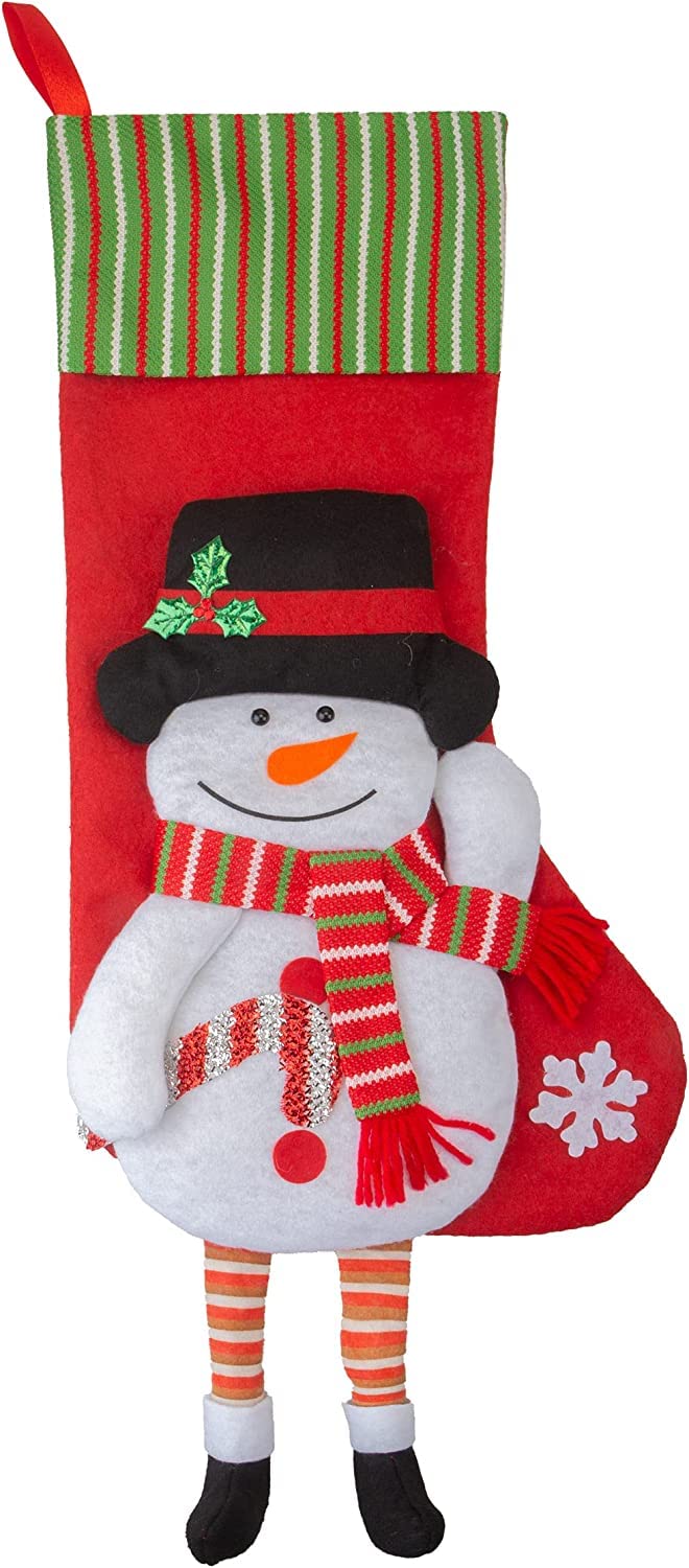 Pms Snowman Vfm - Long Leg Design Christmas Stockings 54Cm, Large, Jumbo, Traditional, Giant, Fluffy, Festive, Christmas, Xmas Eve, For Children
