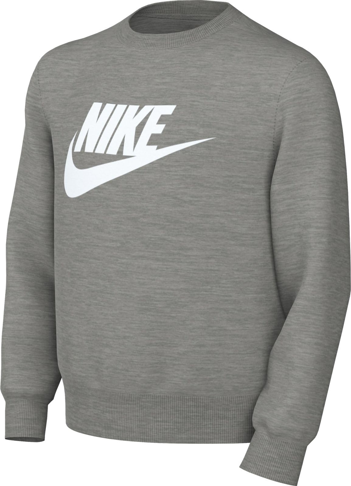 Nike Top K NSW Club FLC Crew LS Hbr, Dk Grey Heather/​White, FD2992-​063, M