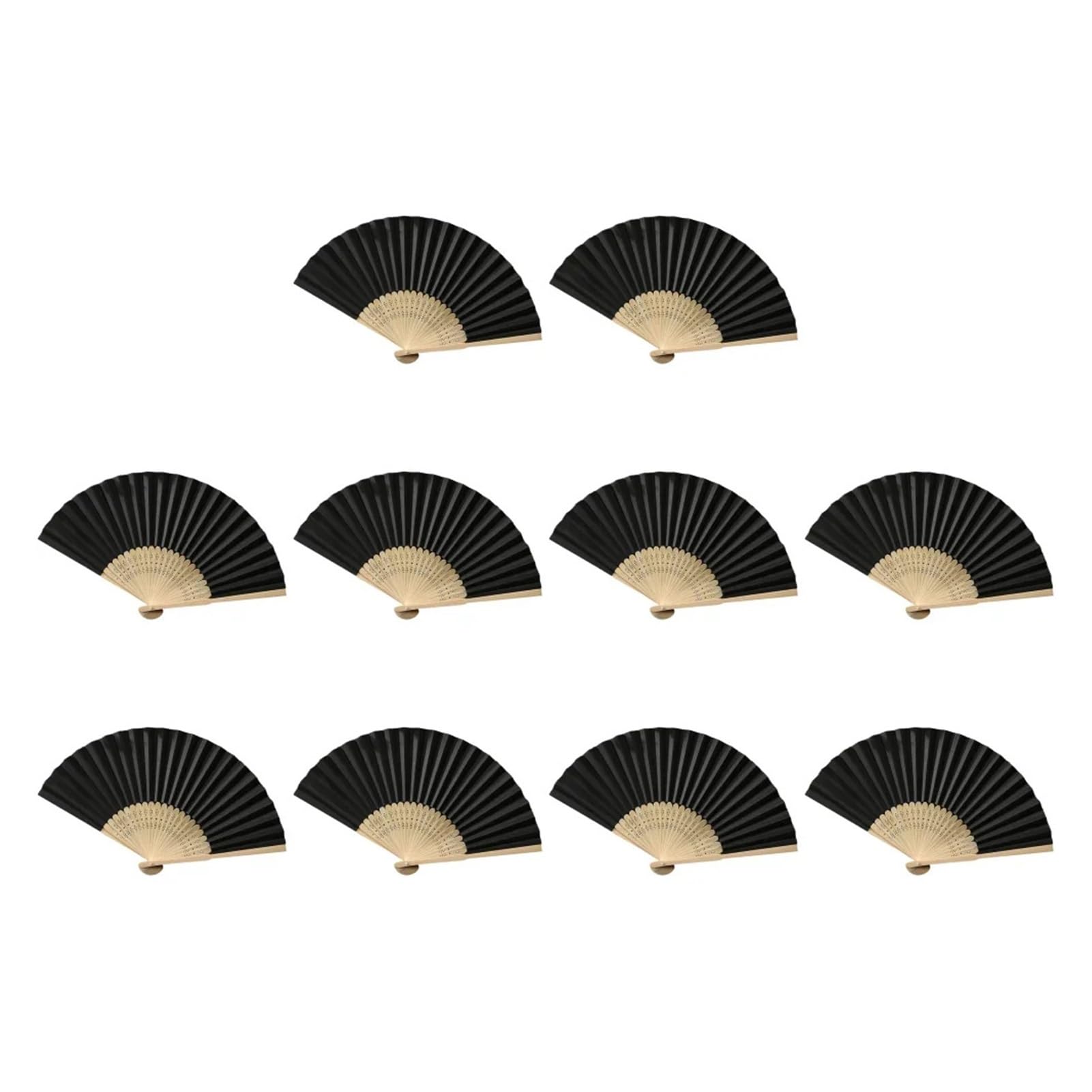 Handfächer aus Papier in Taschenform, faltbar, einfarbig, Gastfächer, DIY-Geschenk, Hochzeit, Geburtstag, Sommerparty(10PCS Black)
