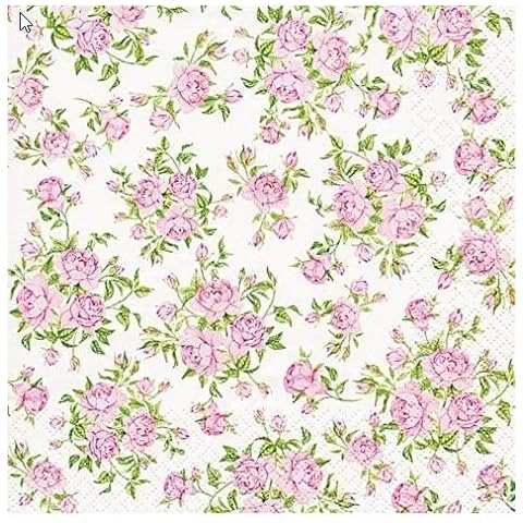 20 Little Roses Lunch Napkins, Floral Pattern Cover