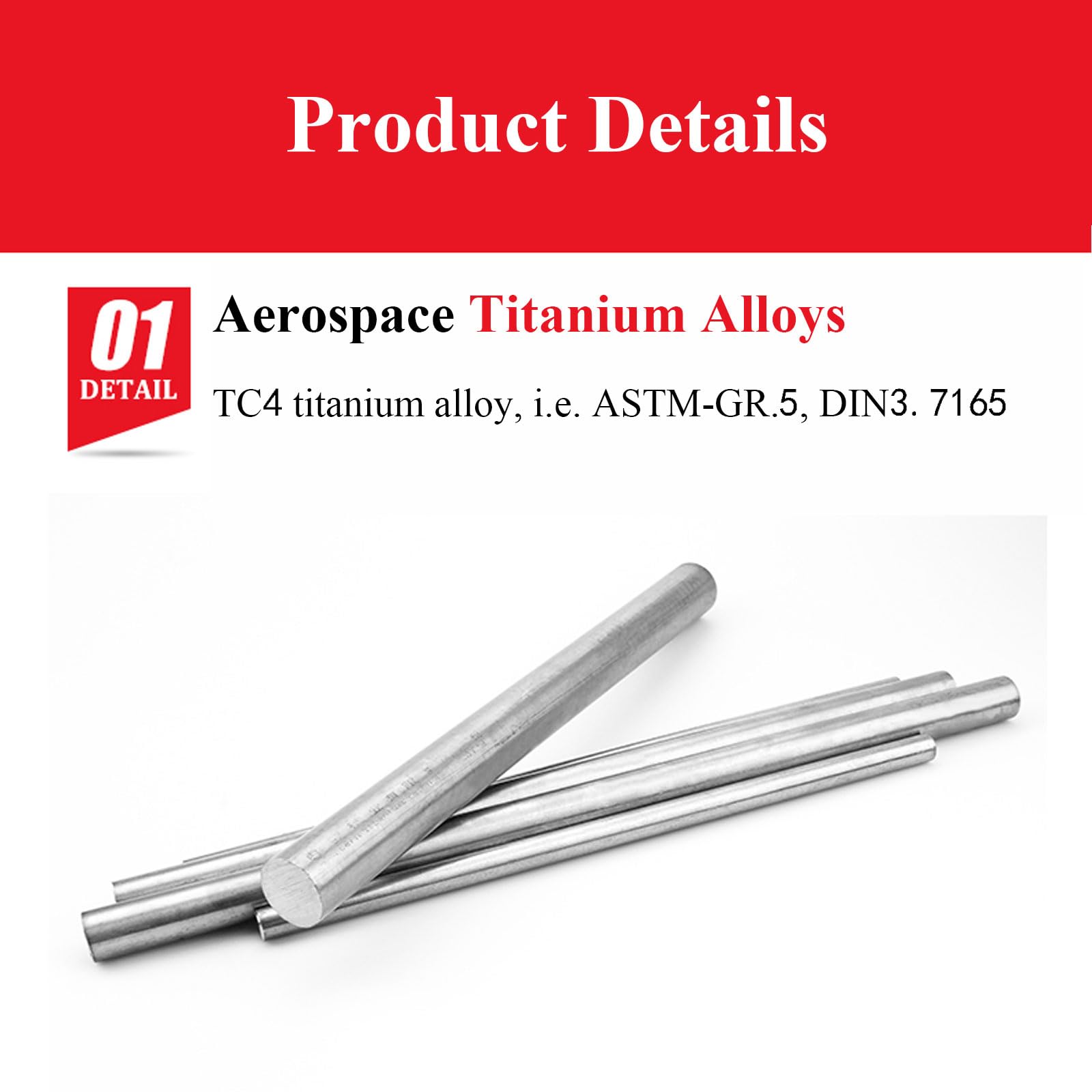 Asta tonda TC4 - Lunghezza 200 mm, Diametro 13 mm-18 mm, Barra ad alta resistenza, 1 pz(17x200mm)