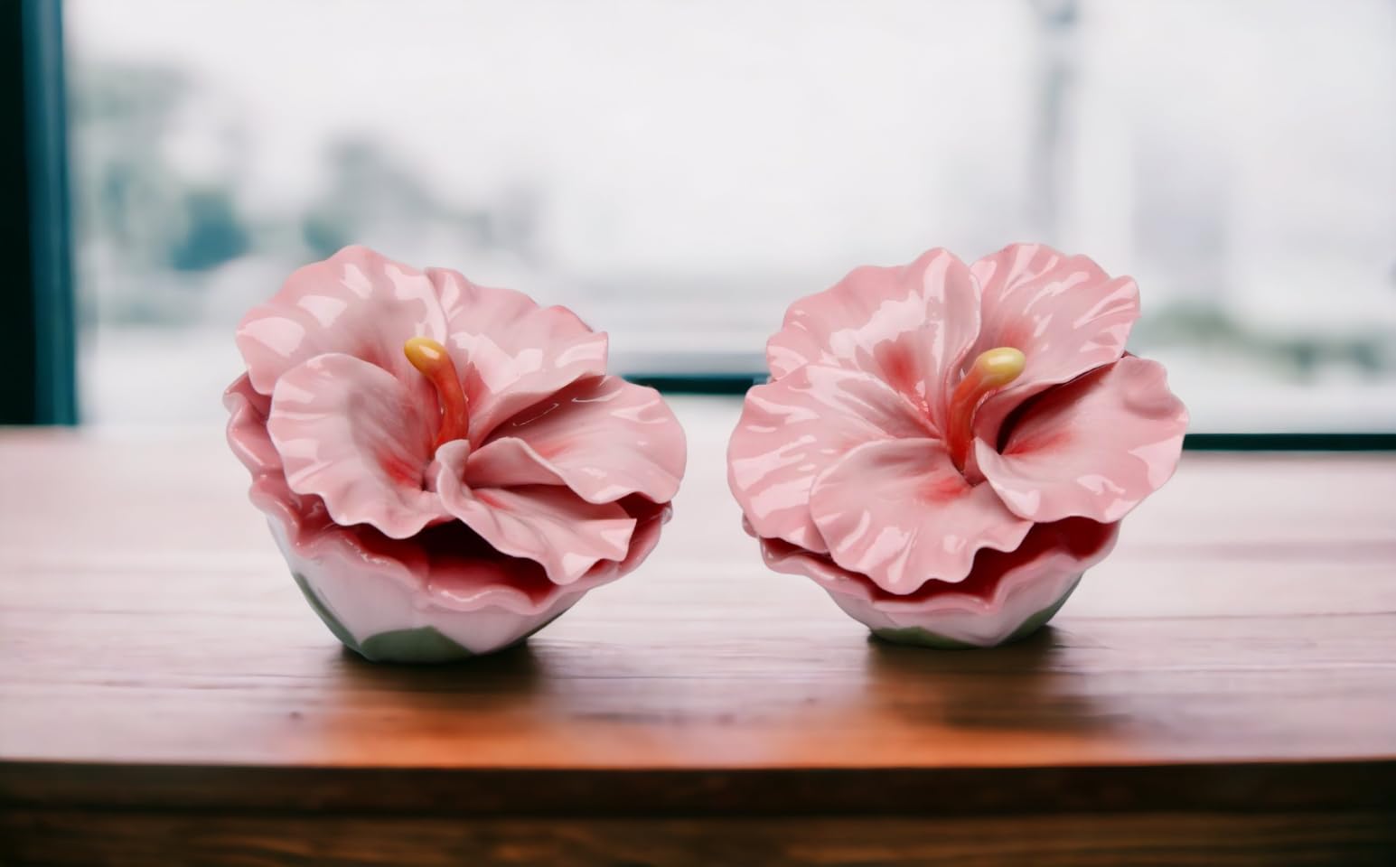 Amazon.com: Fine Porcelain Pink Hibiscus Flowers Salt & Pepper