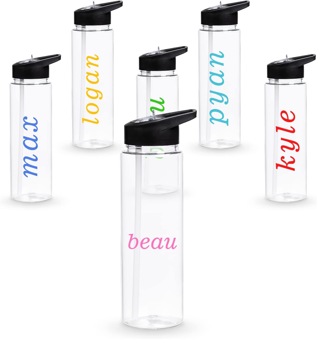 24 oz Clear Water Bottles with Straw, 6 Pack Bulk Reusable Sports Water Bottle with Handle, Wide Mouth & Portable for Travel Gym Cycling Hiking Camping, for Personalized DIY Teacher Nurse Gift 24 oz Clear Water Bottles with Straw, 6 Pack Bulk Reusable Sports Water Bottle with Handle, Wide Mouth & Portable for Travel Gym Cycling Hiking Camping, for Personalized DIY Teacher Nurse Gift