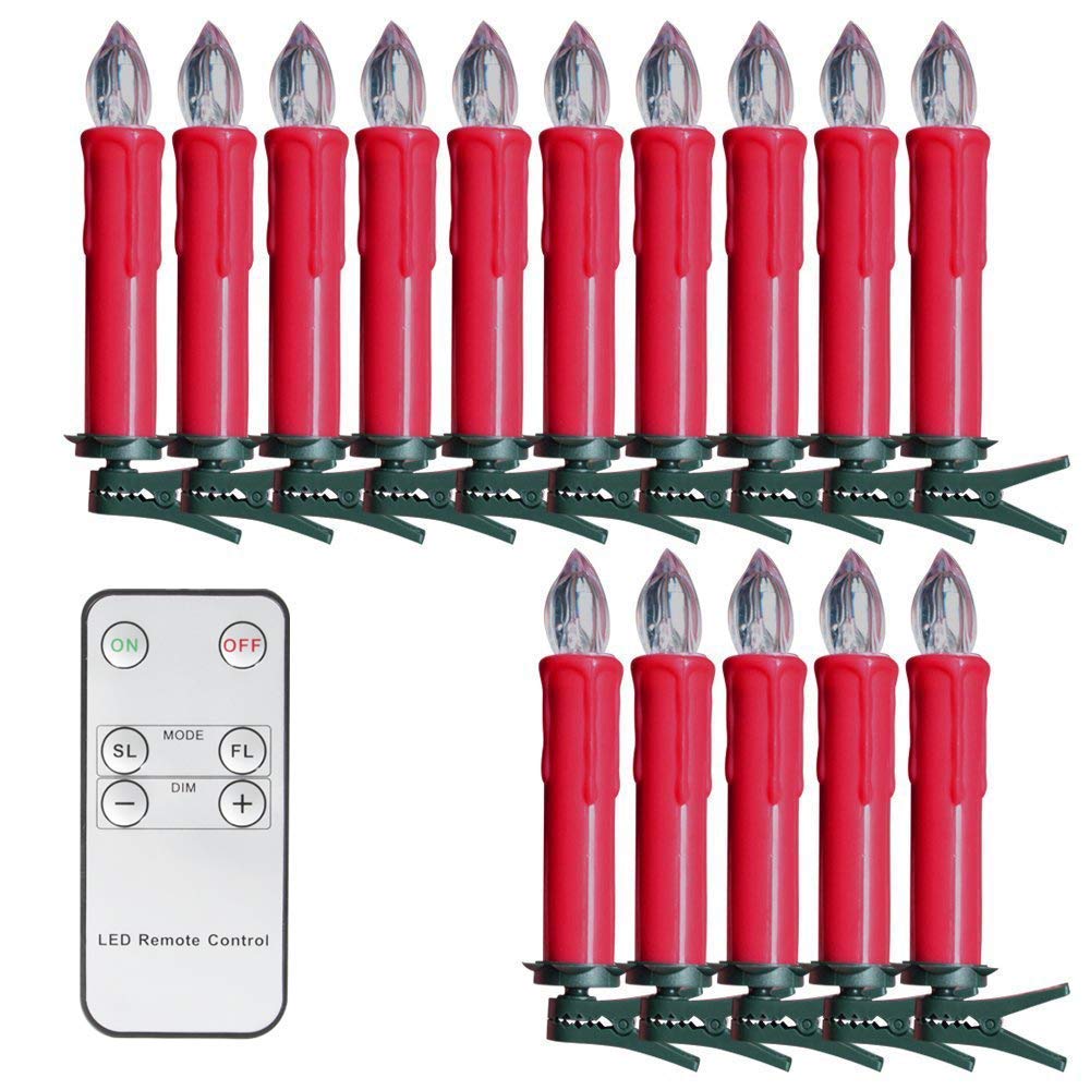 2 Set Filo di Luci LED, con Clip, Luce a Candela, Decorazione per Albero di Natale Holloween Festa, Red [Classe di efficienza energetica A+++]