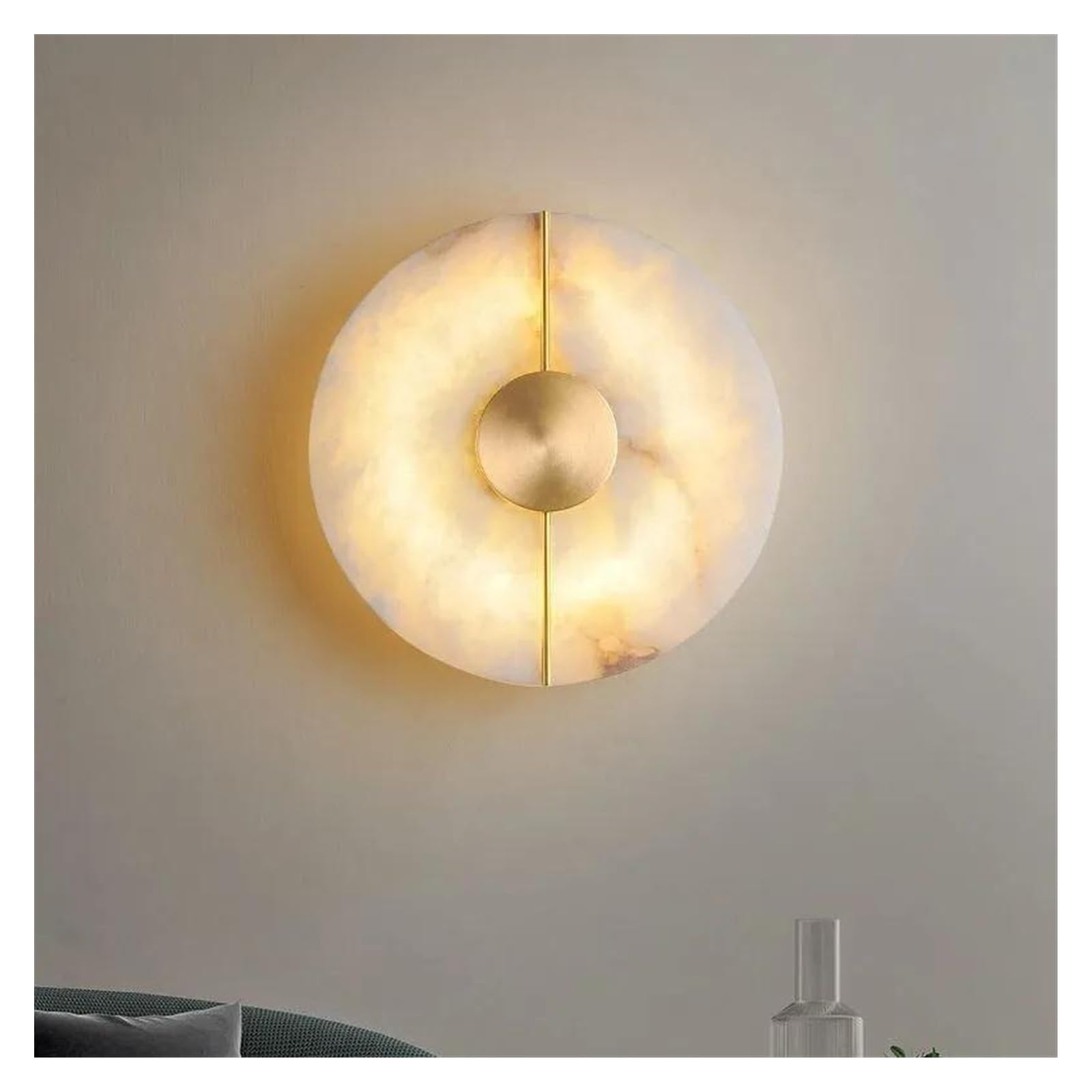 ZTCHSENZT Wall Sconces, Light Luxury Nordic All-Copper Marble Living Room TV Background Wall Lamps Modern Minimalist Creative Art Bedroom Bedside Lamp
