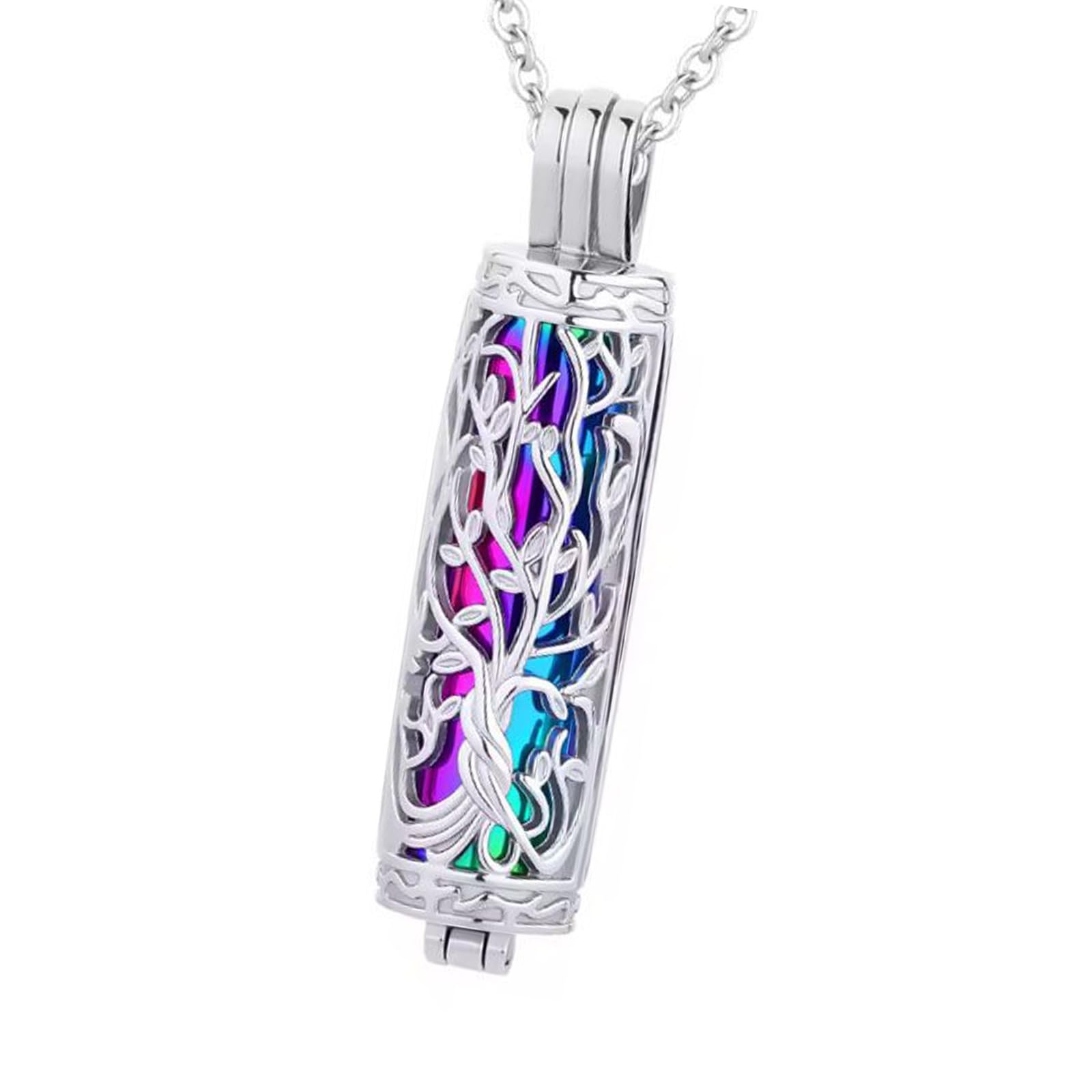 NEWFT Pet Ashes Necklace Locket Necklace for Animal Pet Mom Locket for Ashes/Hair Carved Tree Necklace for Ashes/Hair