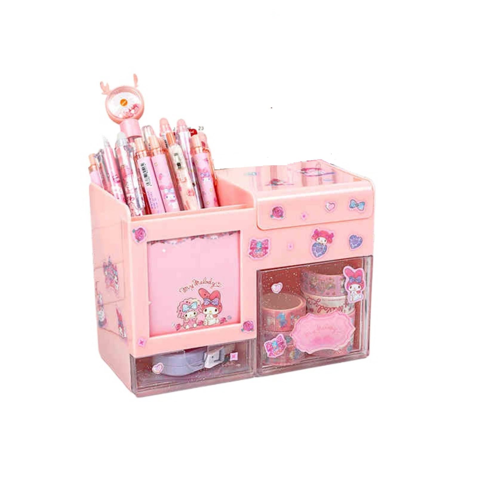 Portapenne Kawaii Con 2 Cassetti Per Scrivania - Organizer Carino Per Bambine E Ragazze Creative, Viola - Foto 7