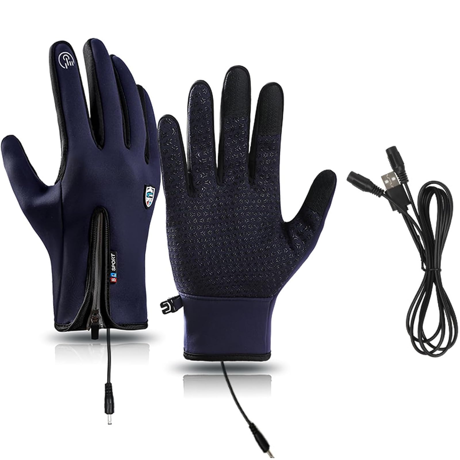 HygoSport Rechargeable Heated Electric Touchscreen Gloves,HygoSport Ultimate Touchscreen Thermal Winter Gloves,Unisex Thermal Gloves,Windproof Waterproof (M,Blue)