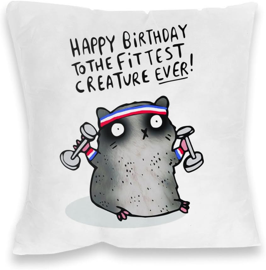Katie Abey Fittest Creature Ever' Print Cushion, Polyester, Multicolour, 40 x 40 x 20 cm