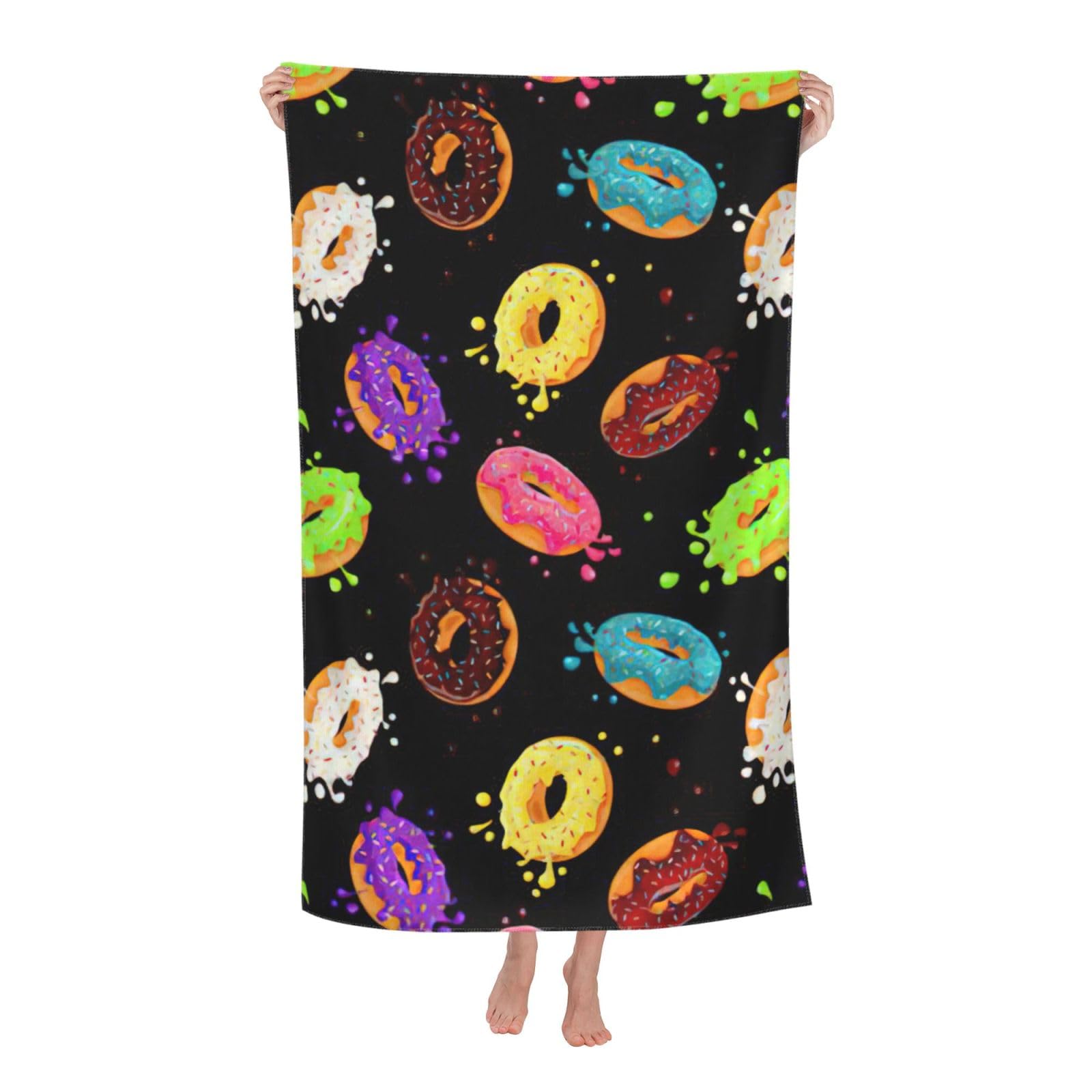 NImongt Donut Print Oversized Adult Beach Towel For Travel Weekend Getaways Festivals Camping Trips