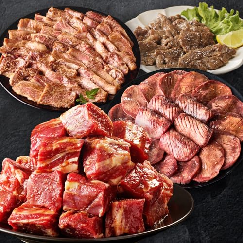 丸善食品 2025年 焼肉 福袋 4種 2kg 氷温熟成×特製ダレ 500g 小分け 牛肉 牛タン ヒレ ハラミ バラ セット品