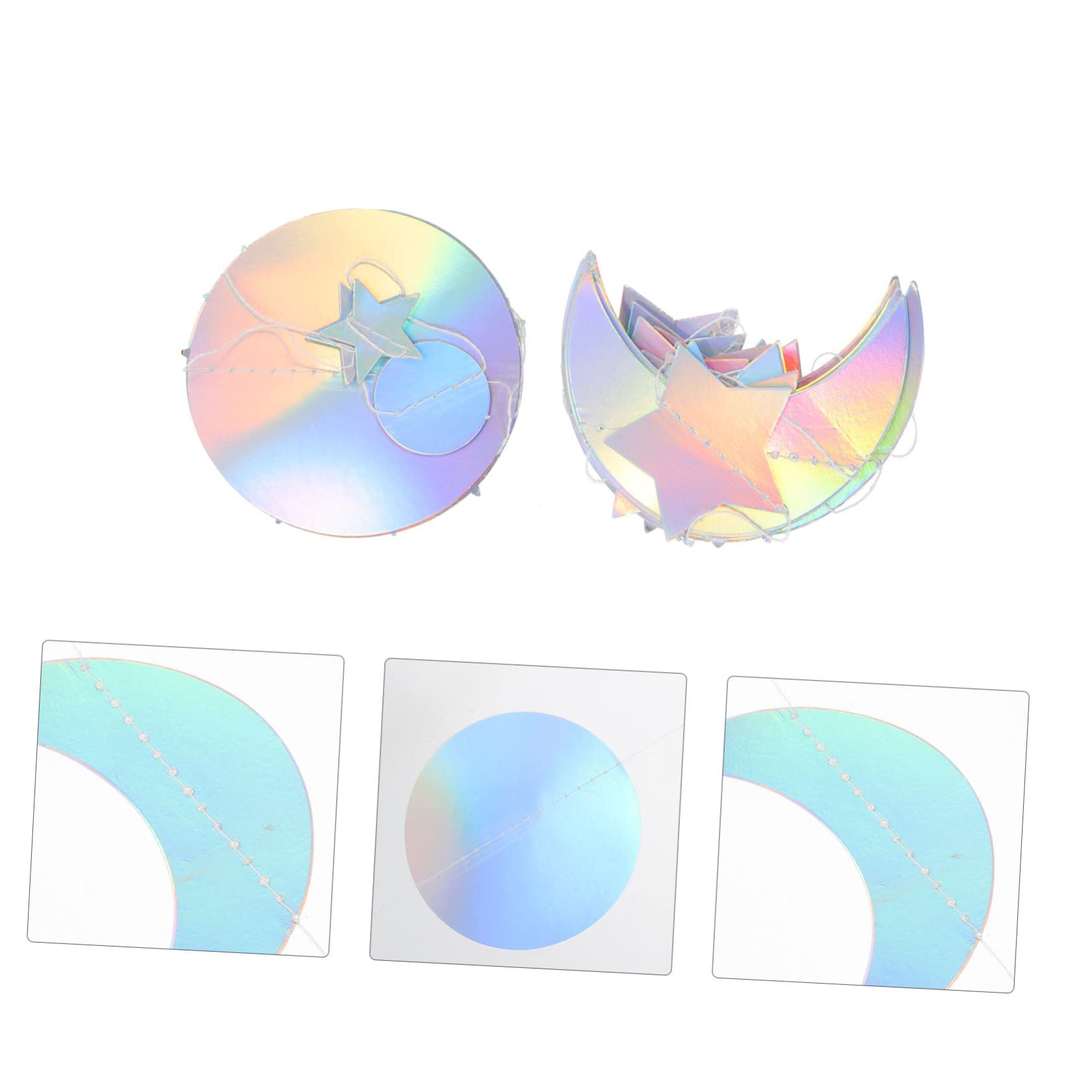 Ciieeo 2 Sets Star Moon Pull Flower Flag Banner Paperboard Streamer Holiday Banner Party Prop Circle Dot Garland Decor Festival Hanging Pendants Paper Jam Round Paper String