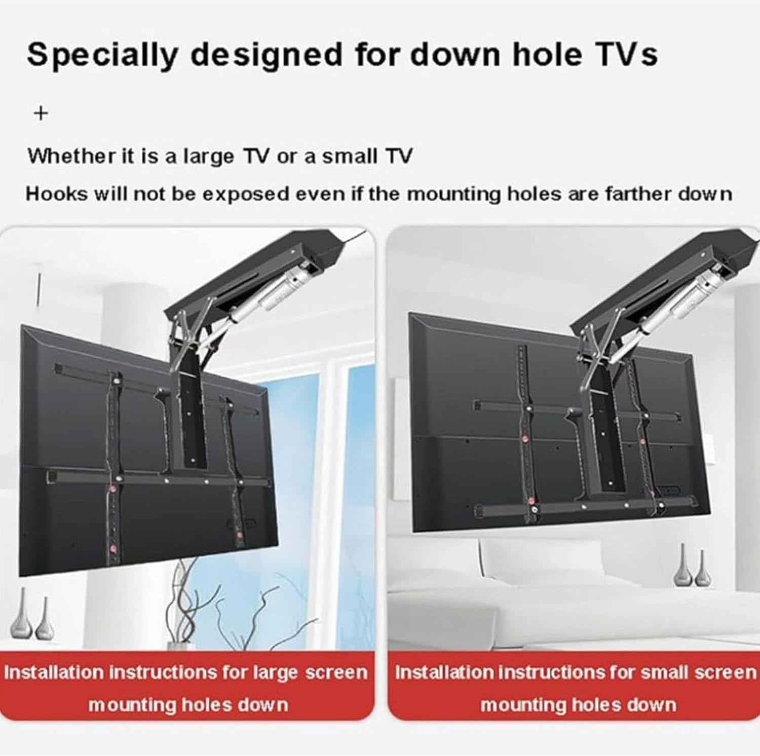 Soporte TV Techo Motorizado,Soporte TV Motorizado,Apto 50-90 Pulgadas,ángulo 0-85°,Mando a Distancia con Memoria,Carga Máxima 80kg,para Techos Rectos E Inclinados,Pantallas Planas Y Curvas