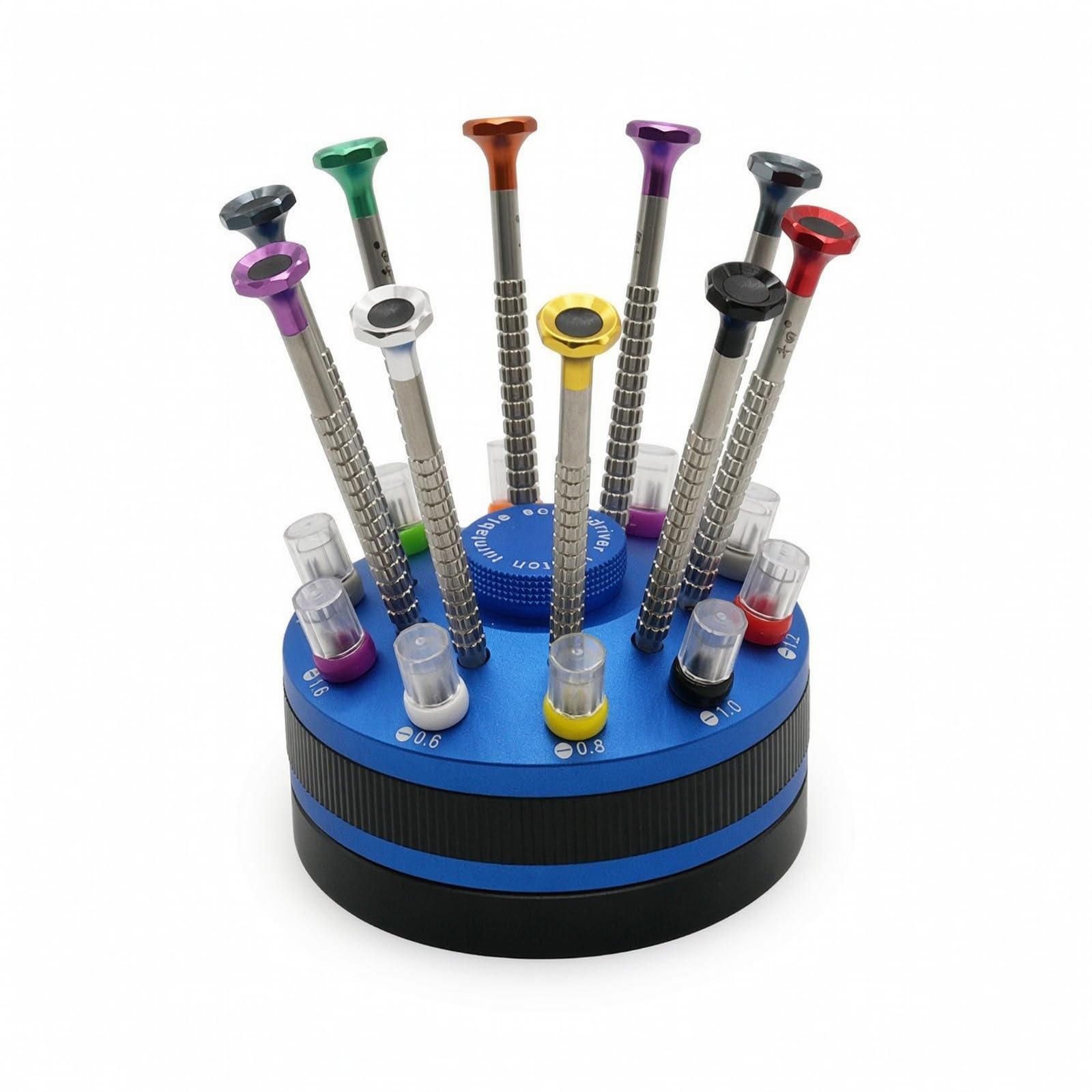 Kit stornilladores con Soporte Giratorio Metálico Kit Reparación Electrónica Antislizante Herramientas para Aficionados, Azul