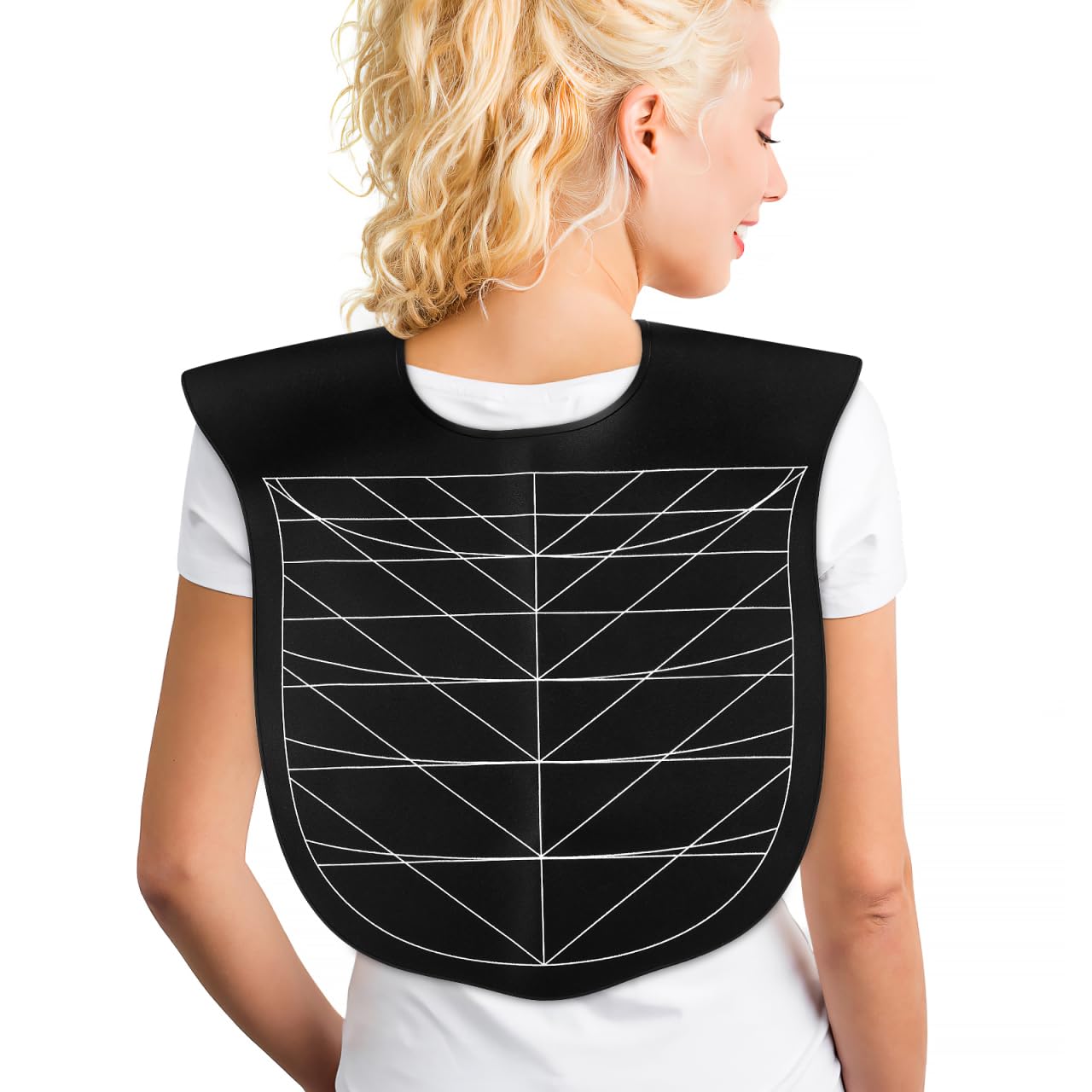 Lurrose Salon Hair Cutting Collar Cape, Hair Cutting Cape Angular and Straight Cutting Guidelines Hair Dye Cape for Hairdressing Black-image-3