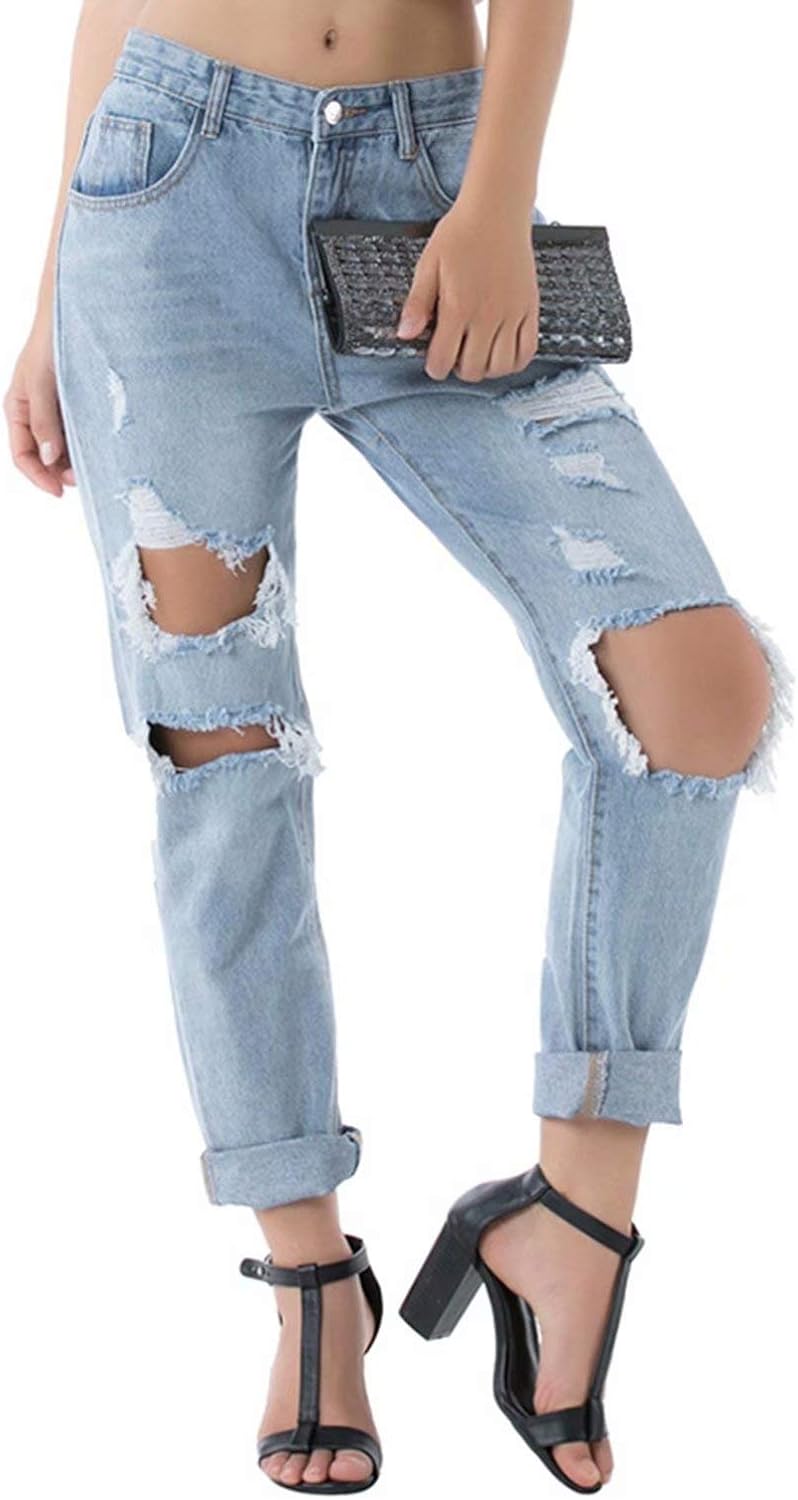 straight leg ripped jeans