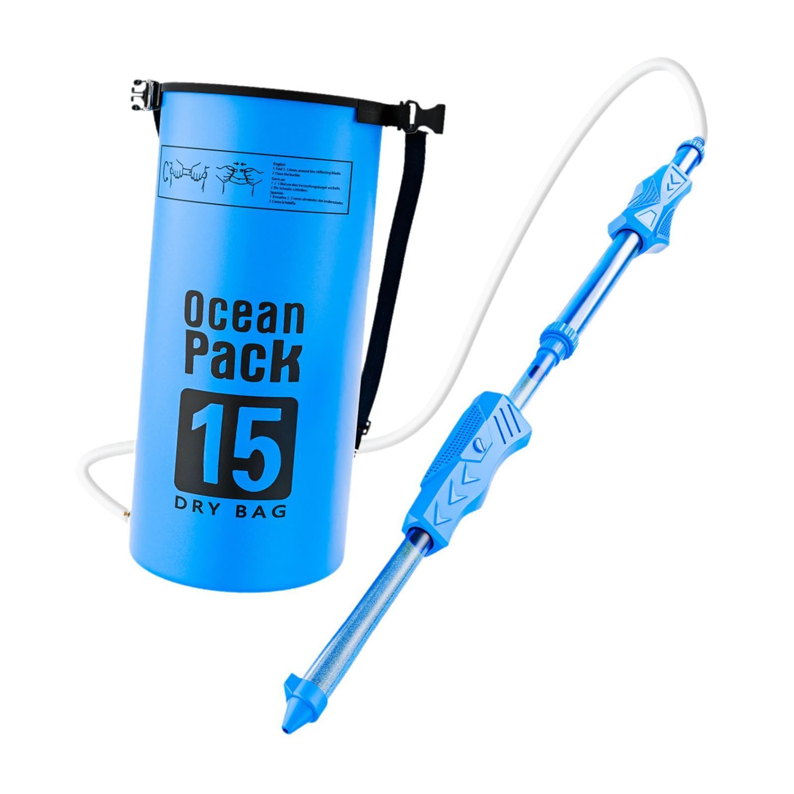 Qianly Backpack Wasser Spritzer Set Multifunktionales Spritzspielzeug mit Ziehfunktion Haltbares Pp Material Große Kapazität Kompakter Sprinkler für Outdoor, Blau
