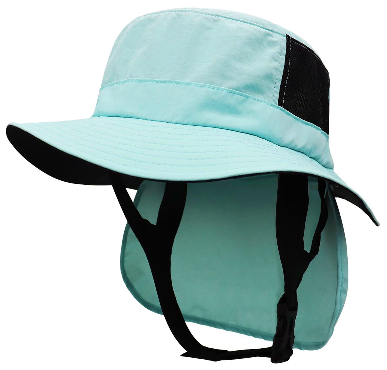 Surf Bucket Hat Quick-Dry Sun Hat with Adjustable Chin Strap for Water Sports Neck Wrap/UV Protection (US, Numeric, 7, 7 1/2, Light Green)