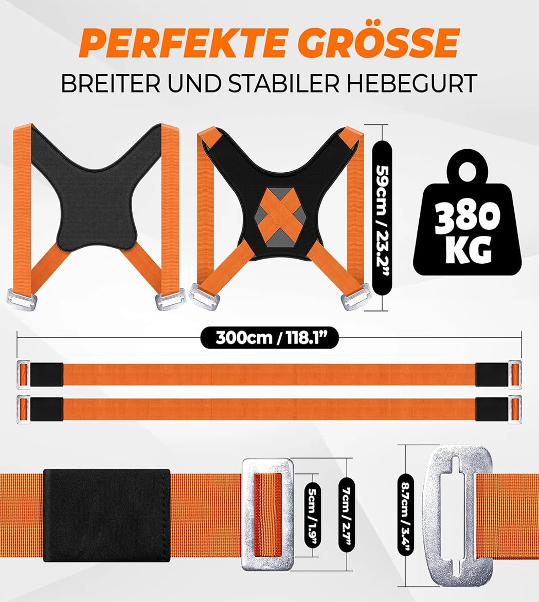 4 Stück Tragegurte Umzug kit, Mehrzweck Umzugshilfe Möbeltragegurte Tragegurte Umzug 2 Personen Umzugshelfer mit Schwamm-Weste Tragehilfe Hebegurt Umzugshelfer Geeignet für Mobile Möbel