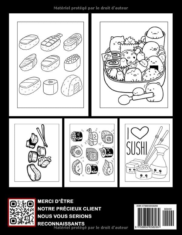 Miniatura 2 de Livre de coloriage Kawaii Sushi Laissez libre cours à votre créativité avec ce liv (French Edition)