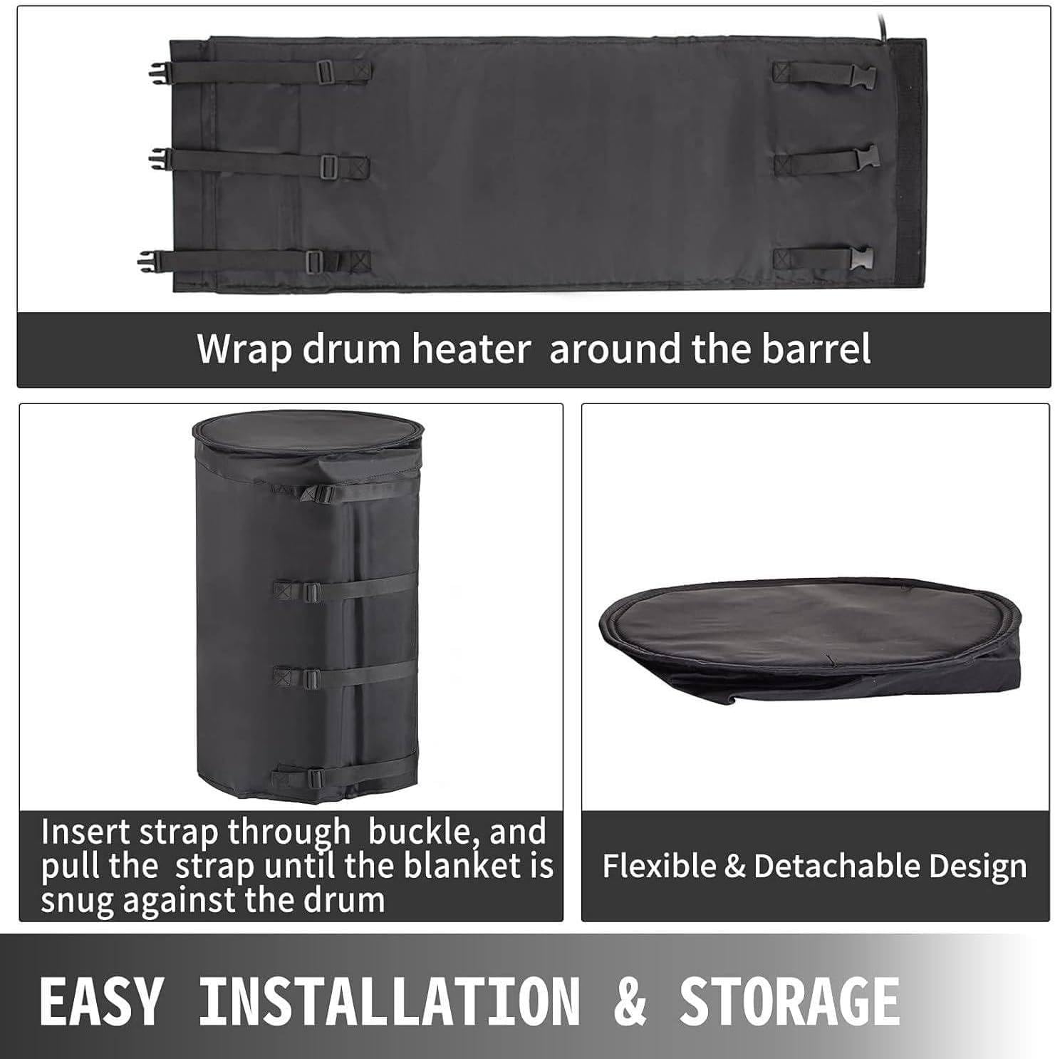 Calentador De Barril De Tonelada IBC,Manta Calefactora De Tambor De 2300w/4000w,Manta Térmica De Tambor De Aceite,Calentador De Tambor De Aceite De 200l/1000l Grey-55Gallon/200L