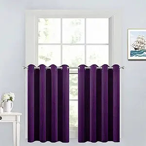 Yakamok Kitchen Bathroom Window Curtains - Blackout Curtains Small Window Short Drapes for Bedroom Living Room Kids Nursery Room(2 Panels,Purple,52x36 Inch)