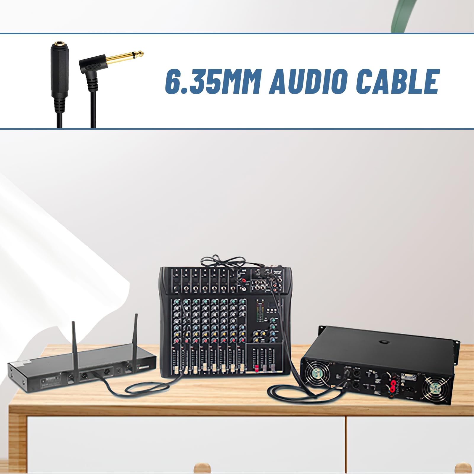 Cavo Prolunga Stereo 6.35mm Maschio A Femmina - 50cm Per Chitarra E Audio - Foto 5