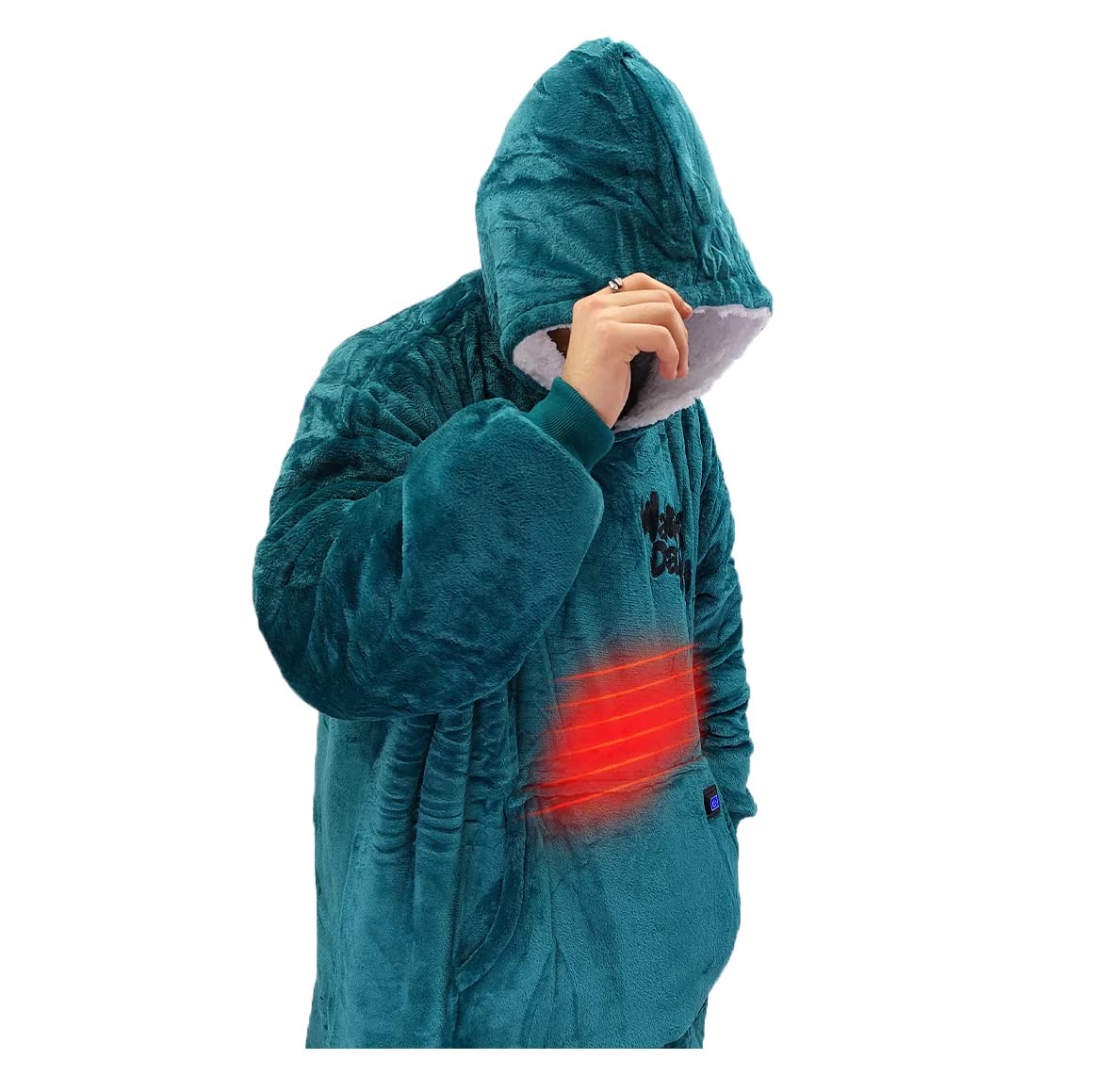 Warm Daddy Heated Hoodie, Double Layer, Front and Back Heating, Rechargeable Oversized hoodie, Temperature Control, Unisex, One Size