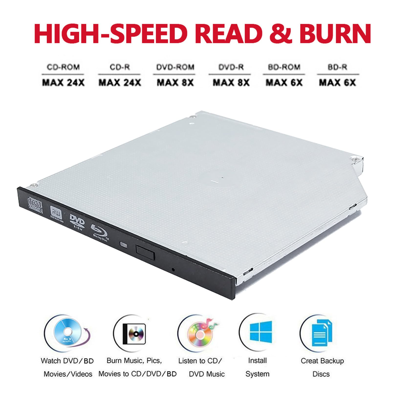 Lecteur Blu-ray interne 4K Ultra HD 3D pour ordinateur portable LG BU50N, 4X BD-R TL QL BDXL 100 Go 128 Go 6X BD-R DL 8X DVD+/-R RAM 24X CD-R Graveur 9 mm