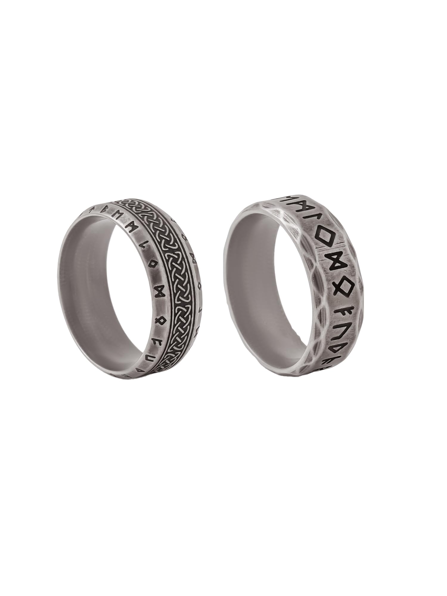 Norse Code Collection | Stainless Steel Vikings Band Ring Combo of Two Rings For Men And Boys | Silver Colour | Anniversary Birthday Gifts