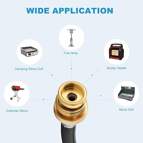 Miniatura 4 de Kohree Manguera de conexión rápida de propano de 7 pies para RV a parrilla de gas, manguera de propano de conexión rápida LP de 14 pulgadas para